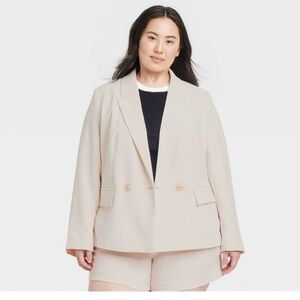 a new day Cream Double-Button Tailored Blazer